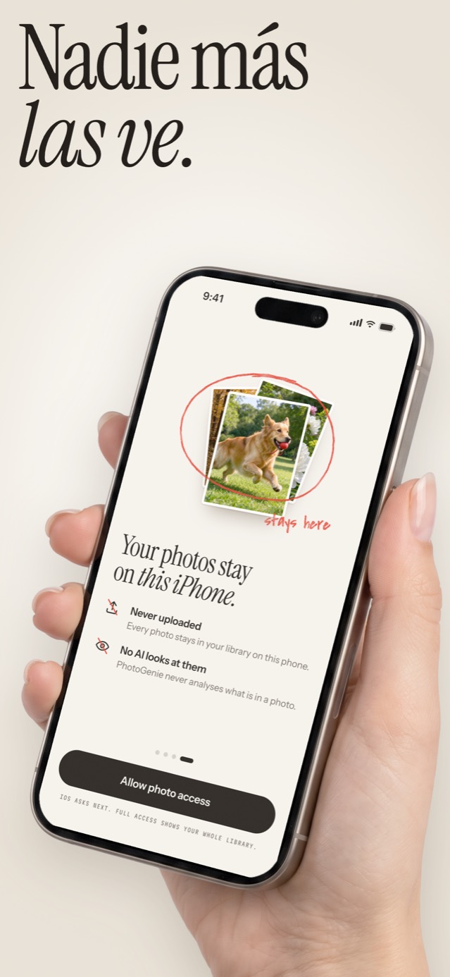 Nadie más las ve: la página de acceso a las fotos, nunca se suben, ninguna IA las mira