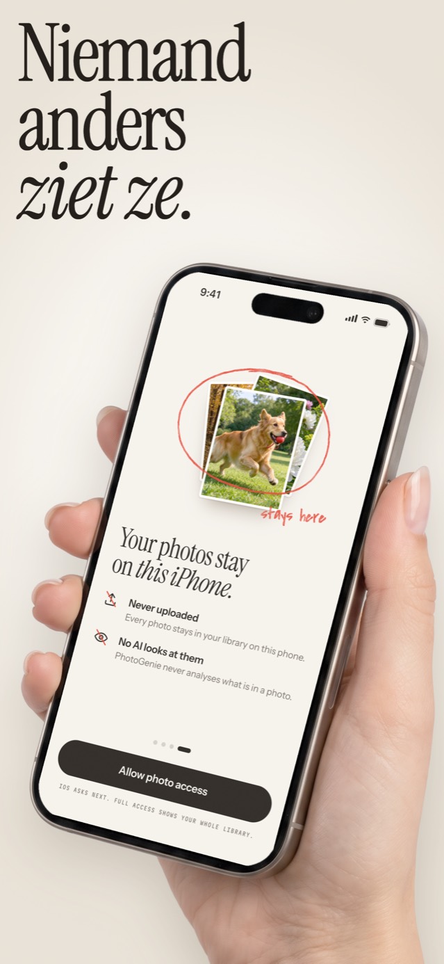 Niemand anders ziet ze: de pagina voor fototoegang, nooit geüpload, geen AI die ernaar kijkt
