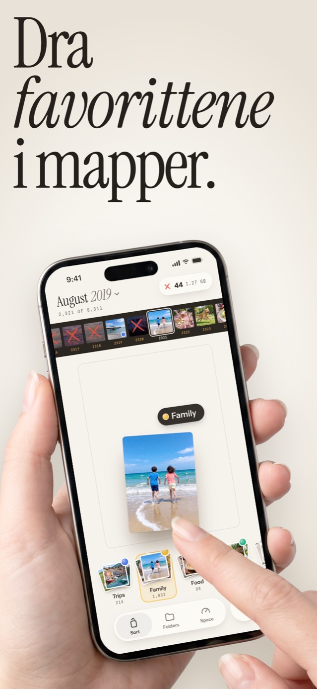 Dra favorittene i mapper: et strandbilde sluppet på Family-bunken